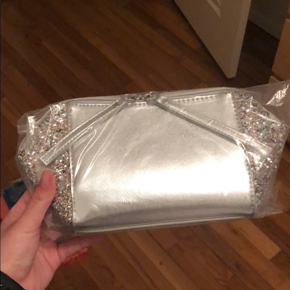 Brand New Glitter and Silver Cosmetics Pouch